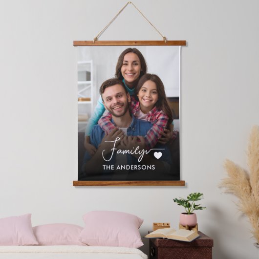 カスタム写真家族 吊り下げ型タペストリー (寝室)