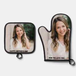 カスタム写真幸せな母の日 鍋つかみ&鍋敷きセット