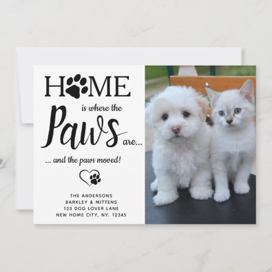 カスタム写真引っ越しましたは猫の犬のペット移動 案内状 (正面)