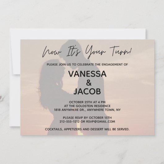 カスタム写真彼女が言ったYesエレガントタイポグラフィ 招待状 (裏面)