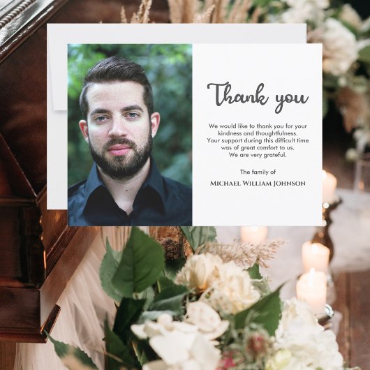 カスタム写真忌引追悼式悔やみや弔慰 サンキューカード
