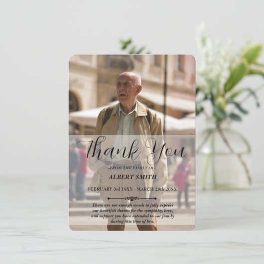 カスタム写真悔やみや弔慰サンキューカード 招待状 (スタンド正面)