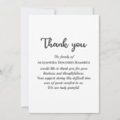 カスタム写真悔やみや弔慰死別記念葬式 サンキューカード (裏面)