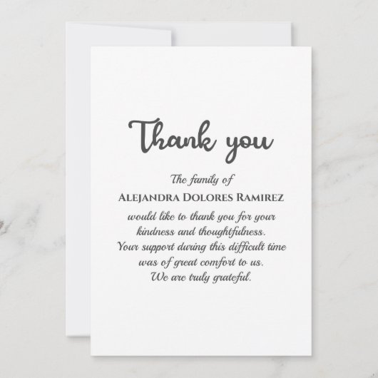 カスタム写真悔やみや弔慰死別記念葬式 サンキューカード (裏面)