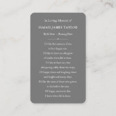 カスタム写真悔やみや弔慰葬儀記念カード 名刺 (裏面)