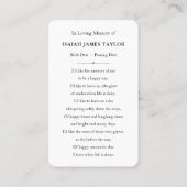 カスタム写真悔やみや弔慰葬儀記念カード 名刺 (裏面)