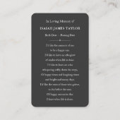 カスタム写真悔やみや弔慰葬儀記念カード 名刺 (裏面)