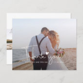 カスタム写真手書き結婚サンキューカード (正面/裏面)