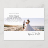 カスタム写真手書き結婚サンキューカード (裏面)