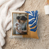 カスタム写真抽象芸術モダンブルーイエロー クッション (ブランケット)