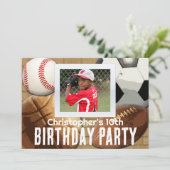 カスタム写真招待状、スポーツテーマ誕生日または 招待状 (スタンド正面)