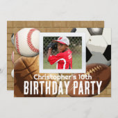 カスタム写真招待状、スポーツテーマ誕生日または 招待状 (正面/裏面)
