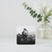 カスタム写真撮影ブラック抽象芸術写真家 スクエア名刺 (スタンド正面)