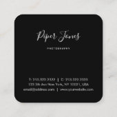 カスタム写真撮影ブラック抽象芸術写真家 スクエア名刺 (裏面)