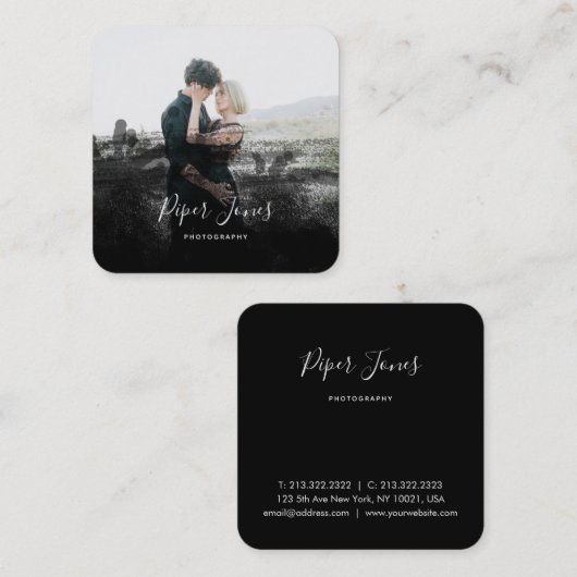 カスタム写真撮影ブラック抽象芸術写真家 スクエア名刺 (正面/裏面)
