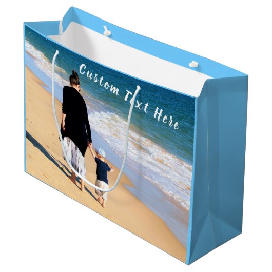 カスタム写真文字あなたの家族の写真MOM ラージペーパーバッグ (正面アングル)