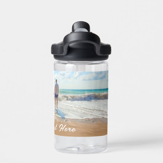 カスタム写真文字ウォーターボトルパーソナライズされた ウォーターボトル (背面)