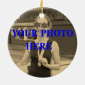 カスタム写真文字クリスマスローワーグリーン セラミックオーナメント (裏面)