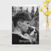 カスタム写真文字ハッピーバースデー カード (黄色い花)