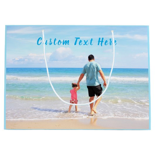 カスタム写真文字抱き枕あなたの家族の写真パパ ラージペーパーバッグ (正面)