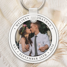 カスタム写真新婚カップル名Est Date 結婚's キーホルダー