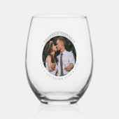 カスタム写真新婚カップル名Est Date 結婚's ステムなしワイングラス (裏面)