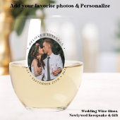 カスタム写真新婚カップル名Est Date 結婚's ステムなしワイングラス
