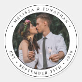 カスタム写真新婚カップル名Est Date 結婚's ラウンドシール (正面)