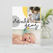 カスタム写真新年の新春イエローベビー 案内状 (スタンド正面)