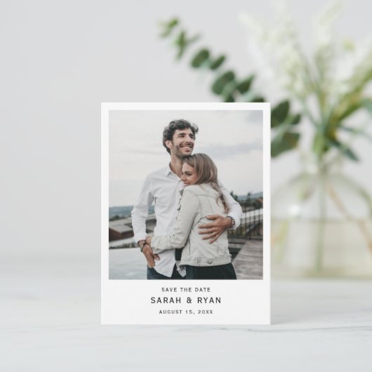 カスタム写真日付の保存招待状はがき 案内ポストカード (スタンド正面)