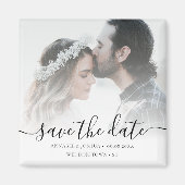 カスタム写真日付の保結婚存 マグネット (正面)