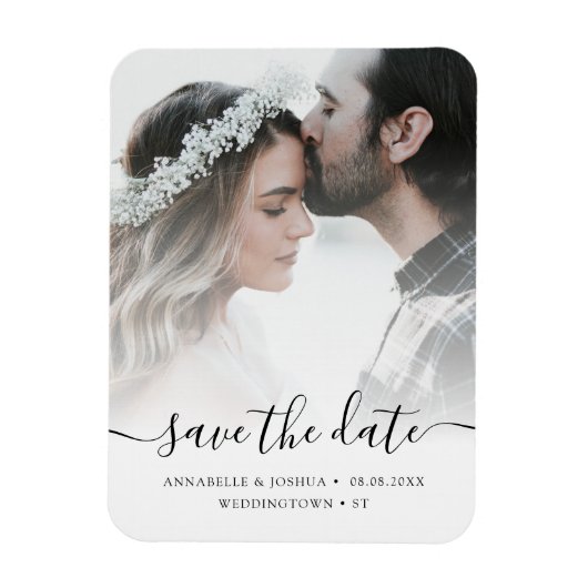 カスタム写真日付の保結婚存 マグネット (縦)