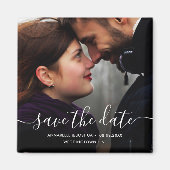カスタム写真日付の保結婚存 マグネット (正面)