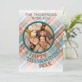 カスタム写真明るい感謝祭の格子柄 シーズンカード (スタンド正面)