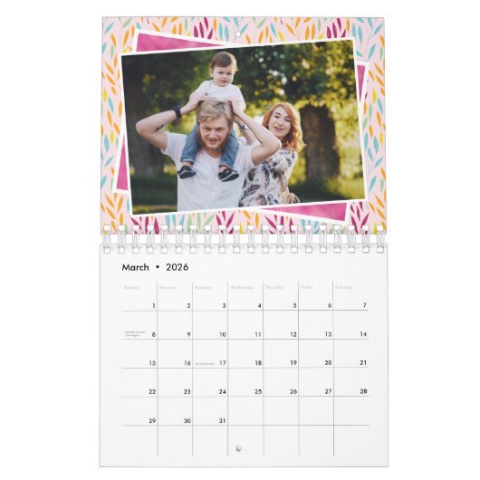 カスタム写真明るい色2021ファミリー カレンダー (3月 2026)
