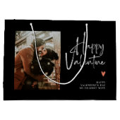 カスタム写真書手愛バレンタインデー ラージペーパーバッグ (裏面)