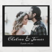 カスタム写真書道ブラック結婚の婚約 リキュールボトルラベル (シングルラベル)