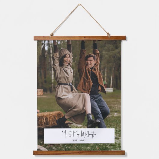 カスタム写真書道結婚記念日 吊り下げ型タペストリー (正面)