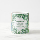 カスタム写真最高のお母さんクリスマスウォーター色 コーヒーマグカップ (中央)