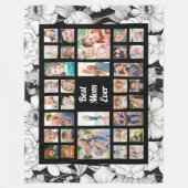 カスタム写真最高のお母さん白黒花 フリースブランケット (正面)