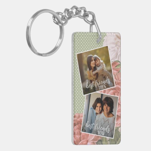 カスタム写真最高のの友人と今の引用文 キーホルダー (正面左)
