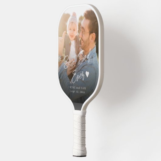 カスタム写真最高のパパeverスクリプト名 ピックルボールラケット (左)