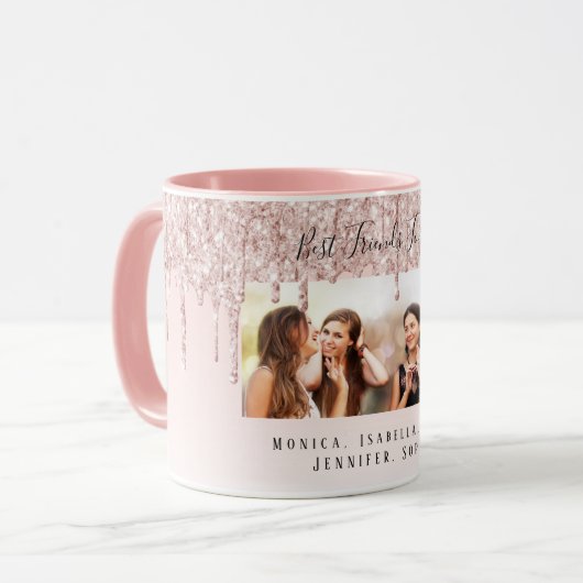 カスタム写真最高の友達は永遠にピンク マグカップ (正面左)