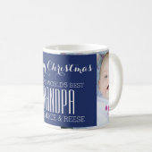 カスタム写真最高のGrandpa Christmas Mug Blue コーヒーマグカップ (正面右)