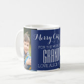 カスタム写真最高のGrandpa Christmas Mug Blue コーヒーマグカップ (正面左)