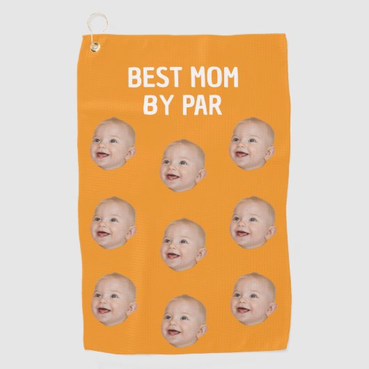 カスタム写真最高のMom Byパーパーソナライズされたベビー ゴルフタオル (正面)