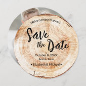 カスタム写真木目素朴結婚粒 招待状 (正面/裏面)