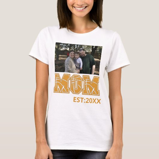 カスタム写真母の日スポーツ母バスケットボールママ Tシャツ (正面)