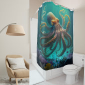 カスタム写真水彩海のタコパーソナライズされた シャワーカーテン