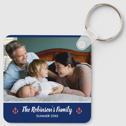 カスタム写真海航海の海海軍ブルー キーホルダー (裏面)